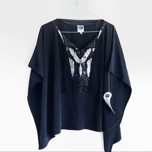 Diane Gilman Black Sequin Tunic Top